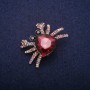 Crab Brooch with Raspberry Crystals, Gray Metal 27x37mm