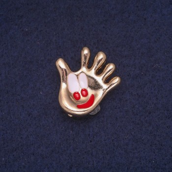 Sale! Palm-shaped enamel brooch, golden metal 24×25 mm