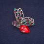 Discount! Crystal Butterfly Brooch, Silver-Toned Metal 28×45 mm