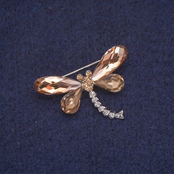 Discount! Dragonfly Brooch in Crystals, silvery metal 24×33 mm