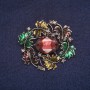 Discount! Leaves Brooch with Enamel and Crystal, Gray Metal 39×43 mm +
