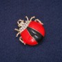 Discount! Ladybug Brooch enamel with white rhinestones, gold-tone metal 28×31mm