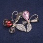 Sale! Flower Brooch with Crystals, Silver-Tone Metal 34x51 mm