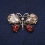 Discount! Butterfly Brooch with Champagne and Burgundy Crystals, Grey Metal 26x41 mm