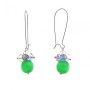 French hook earrings with colorful small beads ( named Crunch ) and apple-green cat's-eye beads 55 mm