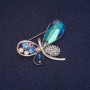Sale! Dragonfly Brooch with Blue Crystals and Rhinestones, Silver-Toned Metal 31x43mm