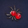 Discount! Spider Brooch with a Red Crystal and Gray Enamel, Silver-Colored Metal 36x40 mm