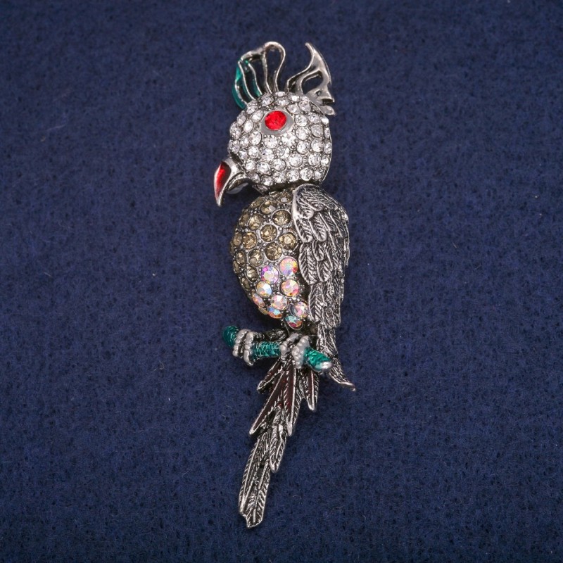 Sale! Cockatoo Brooch 7 x 1.5 cm Gray Metal