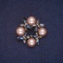 Discount! Wreath Brooch with Beads, Blue and Gray Crystals, Gold Metal Finish 34x35 mm