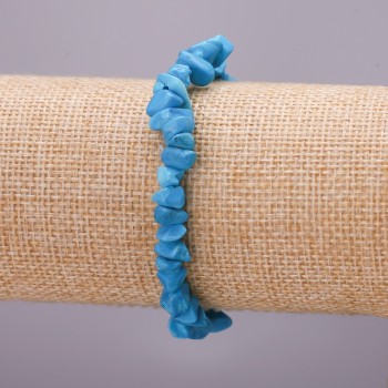 Bracelet Blue Turquoise Chip, 6 mm diameter, 18 cm circumference