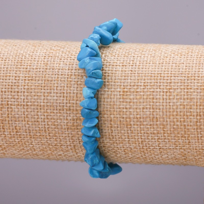 Bracelet Blue Turquoise Chip, 6 mm diameter, 18 cm circumference