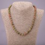 Necklace of natural stone Heliotrope Unakite, faceted bead, 8 mm diameter, 45 cm length