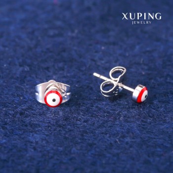Xuping stud earrings 'Red Eye' rhodium 4mm