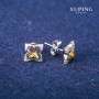 Sale! Xuping Stud Earrings with Swarovski Crystals, Rainbow Color, 9x13 mm, Rhodium-plated