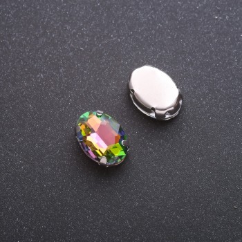 Price per pack / 10 pcs. Sew-on crystal in cap oval 13×18 mm