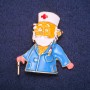 Special offer! Doctor Brooch enamel white and blue, 47x42 mm, gold-tone metal