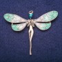 Brooch Fairy with Blue Crystal and Enamel, Golden Metal 50x60mm