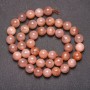 Natural selenite beads, smooth round spheres, 9 mm diameter, 38 cm length