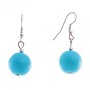 Dangling earrings with smooth large turquoise beads, 45×14 mm