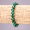 Malachite natural stone bracelet on elastic cord, smooth beads, 8 mm diameter, 18 cm length