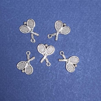 Sale! Tennis Rackets Pendant Findings, Silver Metal Color, 20mm Size, 20g, +/- 18 pcs