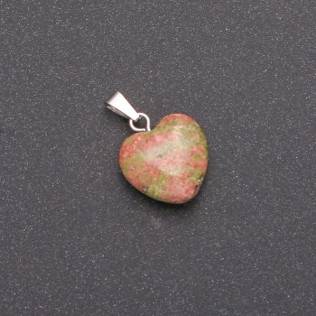Heart pendant in heliotrope jasper, 14×14×23 mm