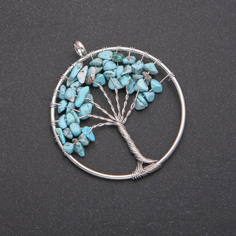 Pendant 'Tree of Happiness' with Turquoise, 50mm diameter