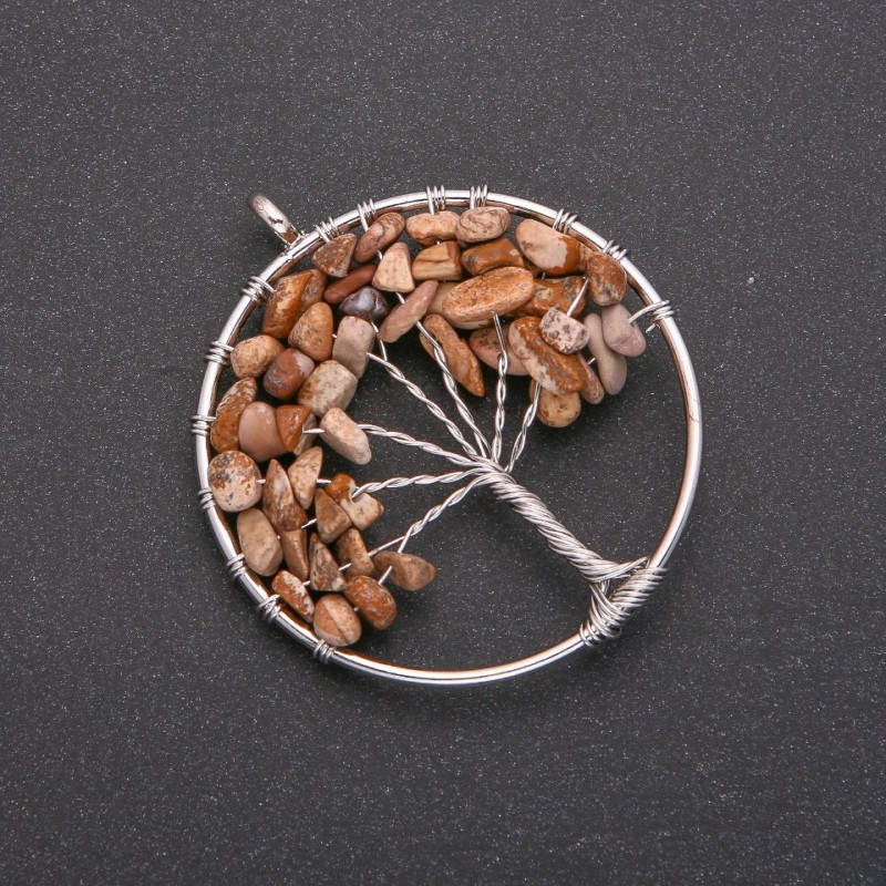 Pendant "Tree of Happiness" Landscape Jasper, 50 mm diameter
