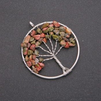 Pendant "Tree of Happiness" Heliotrope Jasper, 50 mm diameter