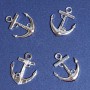 Discount! Anchor Pendant with LOVE Inscription, Silver-Plated Metal, 25x20mm Finish, Pack of 4