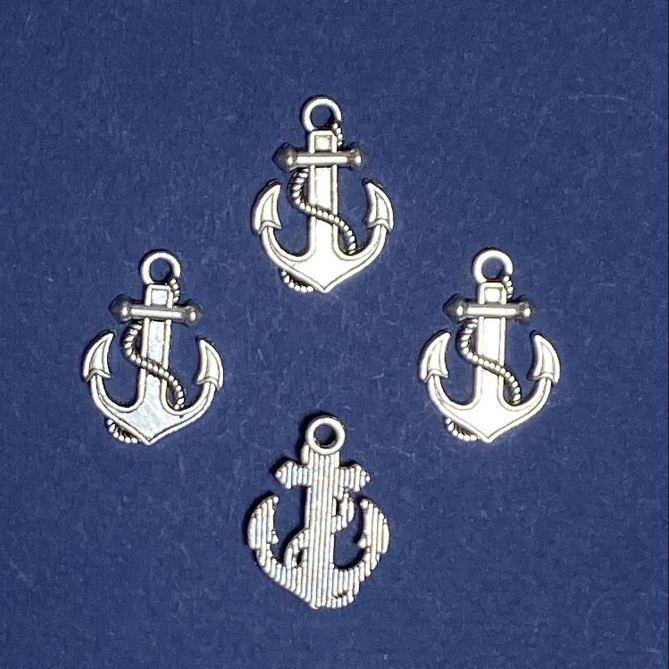 Discount! Anchor pendant hardware, silver color 26×18 mm, packaging 20 g +/- 9 pcs