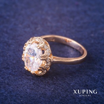 Discount! Xuping Ring with White Stone, 18K Gold Plating, Sizes 16