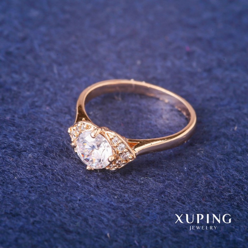 Sale! Xuping Ring with White Stone, 18K Gold Plating, sizes 16, 17