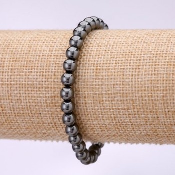 Hematite bracelet with smooth beads, 6 mm diameter, 18 cm length on elastic