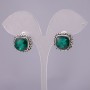 Green Square Crystal Stud Earrings, 1.5 cm