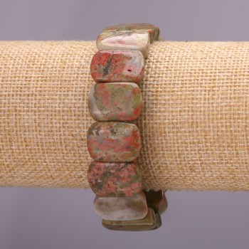 Heliotrope Jasper Bracelet - 13×18×6 mm link, on elastic, 18 cm circumference