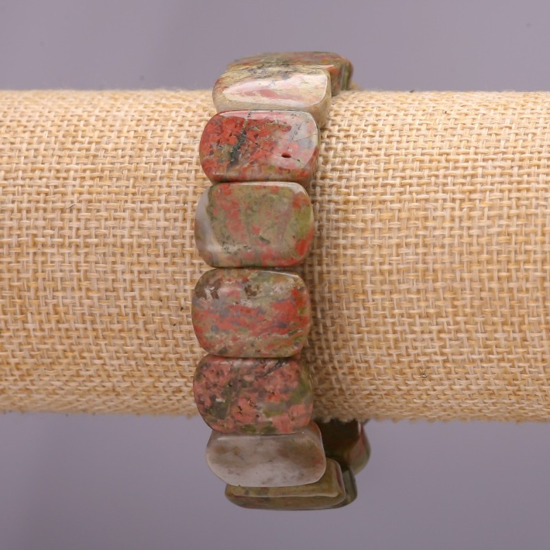 Heliotrope Jasper Bracelet - 13×18×6 mm link, on elastic, 18 cm circumference