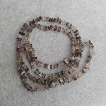 Smoky quartz beads, natural stone chips on thread, diameter 6x2 mm+-, length 84 cm+