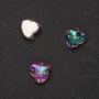 Price per pack / 10 pcs. Sew-on crystal on pin Heart 10 mm green-raspberry