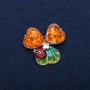 Brooch-Pendant Ladybug with Amber Cabochons (Imitation), Enamel, Silver-Tone Metal 35x37mm