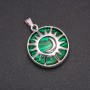 Natural Malachite Pendant in Bezel Setting 'Sun', 27mm Diameter