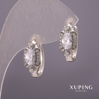 Xuping Earrings with White Stones 8x20mm Rhodium