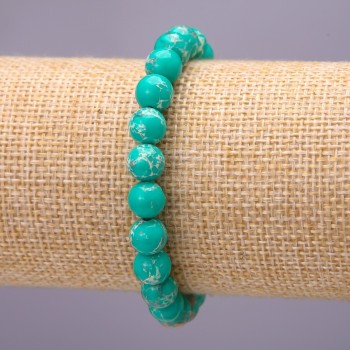Variscite Bracelet with Smooth Beads, 8 mm Diameter (±) on Elastic, 18 cm Length