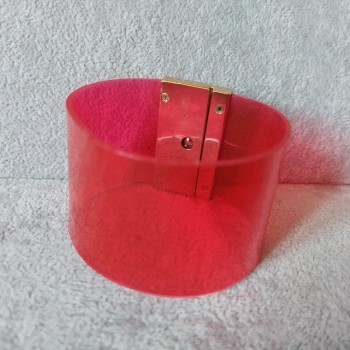 SALE! Hi-Tech Silicone Bracelet Transparent Red 39mm, Fits 20 cm Wrist