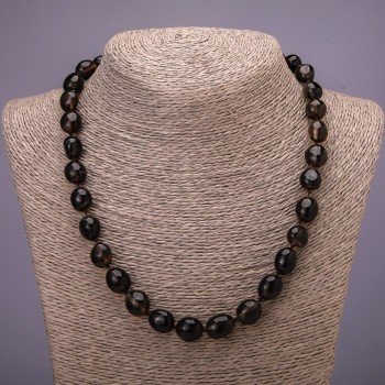 Smoky Topaz Necklace with Tumbled Beads, 12x14 mm Diameter, 48 cm Length