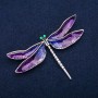 Brooch Dragonfly purple enamel, silver metal 47×76mm