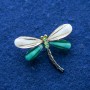 Dragonfly Brooch with Crystals, Silver-Tone Metal 32×43 mm