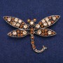 Discount! Dragonfly brooch with yellow crystals in golden metal 45×74 mm