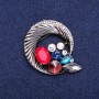 Discount! Round Brooch 'Halo with Rhinestones', woven into a beautiful composition, dark metal 45x50 mm