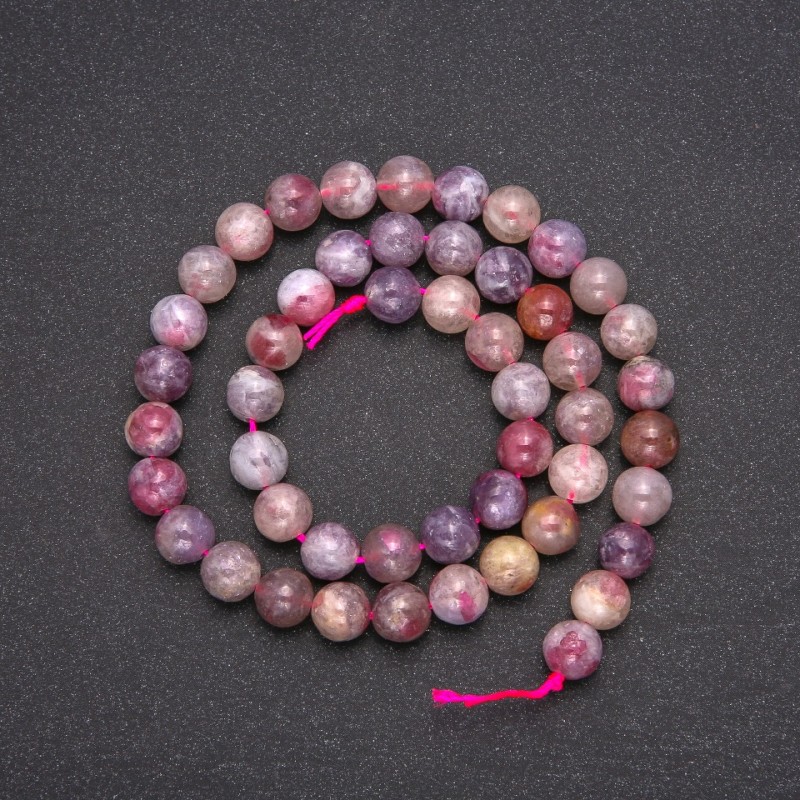 Pink Tourmaline natural stone beads, smooth round beads, 8 mm diameter (+/-), 38 cm length